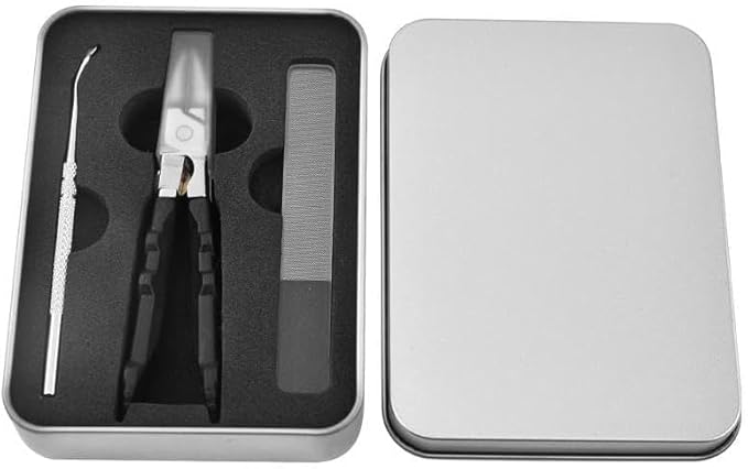 Black Anti-Slip Grip Gear Lock Nail Clipper Set with Ultra-Sharp Tips for Precise Access to Nail Grooves, Pro Nail Tools Eagle Beak Angled Nail Clippers 3-Piece Set (White)