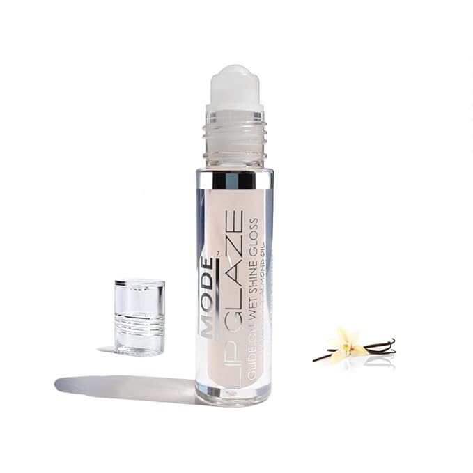 MODE Lip Glaze Flavored Lip Gloss Yummy MADAGASCAR VANILLA BEAN Flavor Roll On Sweet Wet Nourishing Shine, Hydrating Natural Skincare Fruit Oils