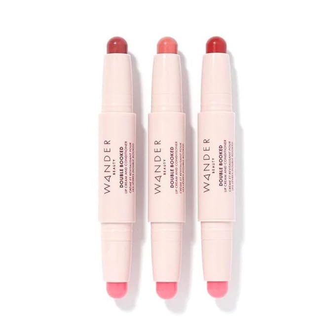 Wander Beauty Double Booked Lip Conditioner & Cream - Boss Babe/In The Clear - Dual-Sided Cream Lipstick With Vitamin E and Shea Butter - Glossy Tinted Lip Balm For Dry Cracked Lips - 0.05 oz