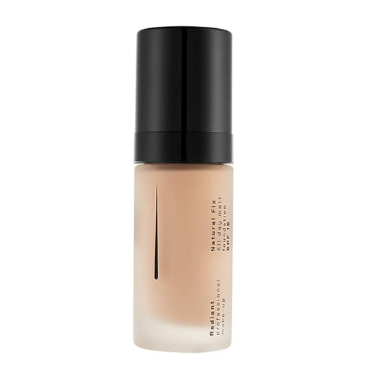 Radiant Professional Natural Fix All Day Matte Cream Foundation Makeup – Long Wear, Full Coverage Matte Foundation w SPF 15 – Oil Free Lightweight Formula for All Skin Types, 1.01oz (04 Peachy Beige)