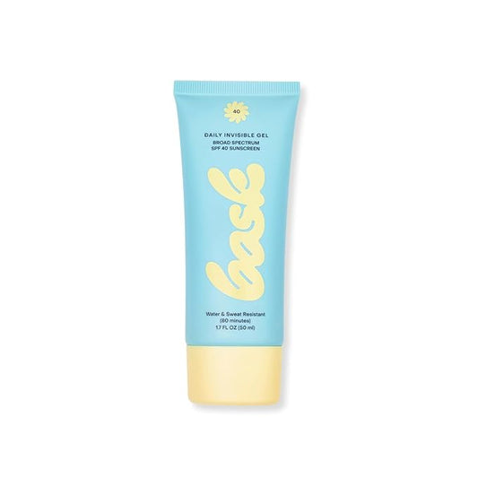 Bask Suncare SPF 40 Daily Invisible Gel Face Sunscreen - Broad Spectrum Protection, Fragrance Free, Makeup Primer, Hydrating, Lightweight & Non-Greasy, Dermatologist Recommended, 1.7 fl oz