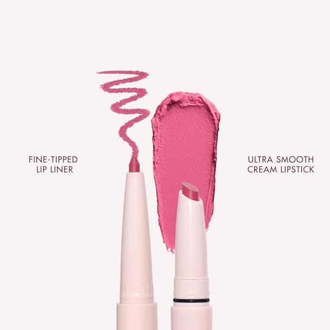 Wander Beauty Lipsetter Dual Cream Lipstick + Lip Liner - St. Tropez Rosé - Ultra-Smooth, Hydrating Lipstick and Lip Liner with a Soft Matte Finish - Made with Squalane & Peptides (1 Count)
