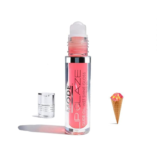 MODE Lip Glaze Flavored Lip Gloss RAINBOW SHERBET Delicious Yummy Flavor, Roll On Sweet Wet Nourishing Shine, Hydrating Natural Skincare Fruit Oils, Made in NY USA