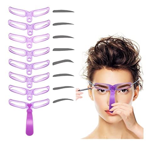 8-Piece Brow Pencil Set with a non-slip handle and strap, reusable and washable brow stencils for precise brow shaping, washable brow pencil set, a DIY at-home makeup kit for beginners
