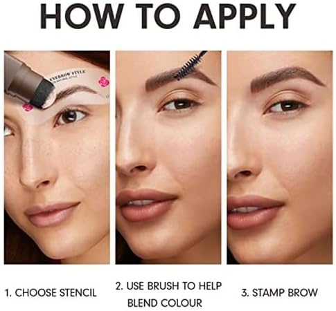 Eyebrow Stamp Stencil Kit - One-Step Eyebrow Stencil with 24 Reusable Thin & Thick Stencils, Long-Lasting Waterproof & Smudge-Proof Brow Stamp for Perfect Eye Makeup (Dark Black)