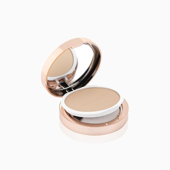 Emani Flawless Matte Powder Foundation – Mineral Compact Makeup for Sensitive Skin, Buildable Coverage, Shine Control, Long-Lasting Finish Up for Sensitive Skin and Oil Control, Linen