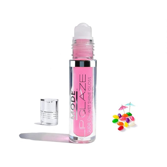 MODE Lip Glaze Flavored Lip Gloss ISLAND FRUIT JELLYBEAN Delicious Flavor, Roll On Sweet Wet Nourishing Shine, Moisturizing Natural Skincare Fruit Oils, Made in NY USA