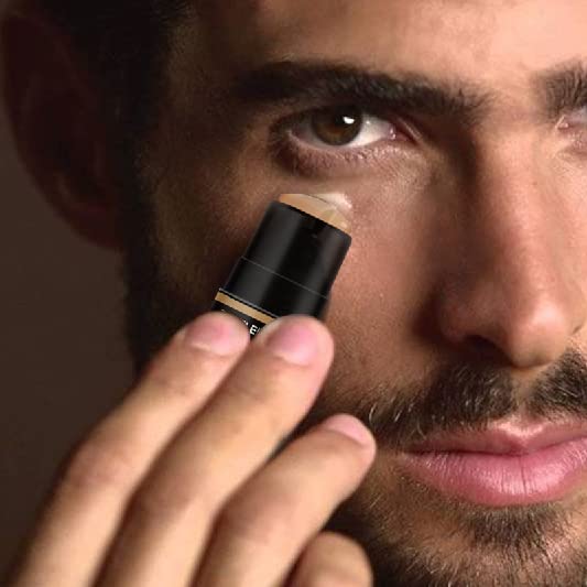 Concealer Stick with Brush for Men - Eraser Dark Circles - Men’s Multi-Use Concealer - Dual Sided Full Coverage with Soft Brush - Buildable Coverage Makeup - All Skin Types - (Medium)