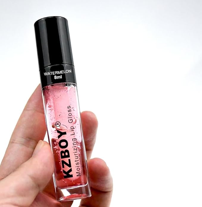 KZBOY Lip Gloss Lip Oil Watermelon Scented 8ml Moisturizing Lip Gloss for Dry Lips High Shine Smooth Finish Clear Pink Shade(Watermelon)