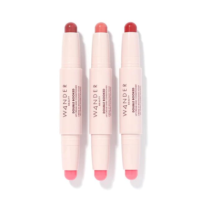 Wander Beauty Double Booked Lip Conditioner & Cream - OTW/In The Clear - Dual-Sided Cream Lipstick With Vitamin E and Shea Butter - Glossy Tinted Lip Balm For Dry Cracked Lips - 0.05 oz