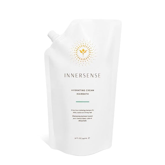 INNERSENSE Organic Beauty - Natural Hydrating Cream Hairbath Shampoo | Hydrating, Nourishing, For Dry Scalp | Non-Toxic, Cruelty-Free, Clean Haircare (32oz Refill Pouch)