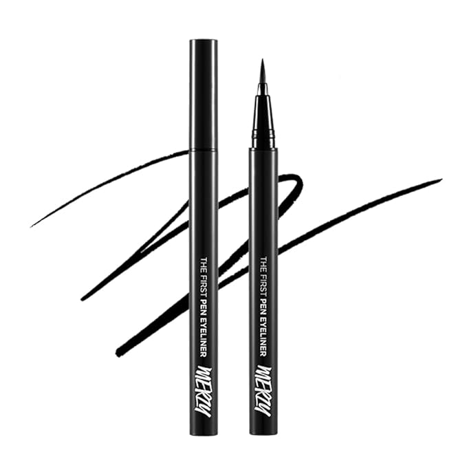 MERZY The First Pen Liquid Eye Liner | Waterproof Eyeliner, Long Lasting, Smudge-Resistant, High-Intensity Pigmented Color, Brush Tip Eyeliner | (P1, Black, OREO)