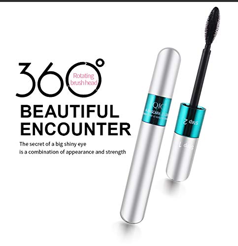 2 in 1 4D Silk Fiber Lashes 5x Longer Waterproof Mascara, No Clumping Long-lasting Black Mascara