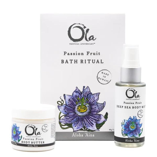 Ola Tropical Apothecary Passion Fruit Gift Set - Body Butter, Deep Sea Mist, and Bath Ritual