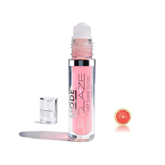 MODE Lip Glaze Flavored Lip Gloss CANDIED PINK GRAPEFRUIT Delicious Flavor, Roll On Sweet Wet Nourishing Shine, Hydrating Skincare Fruit Oils, Made in NY USA