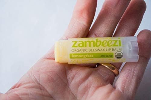 ZAMBEEZI Organic, Fair Trade Beeswax Lip Balm - Lemongrass 3 Pack - Ethically Sourced