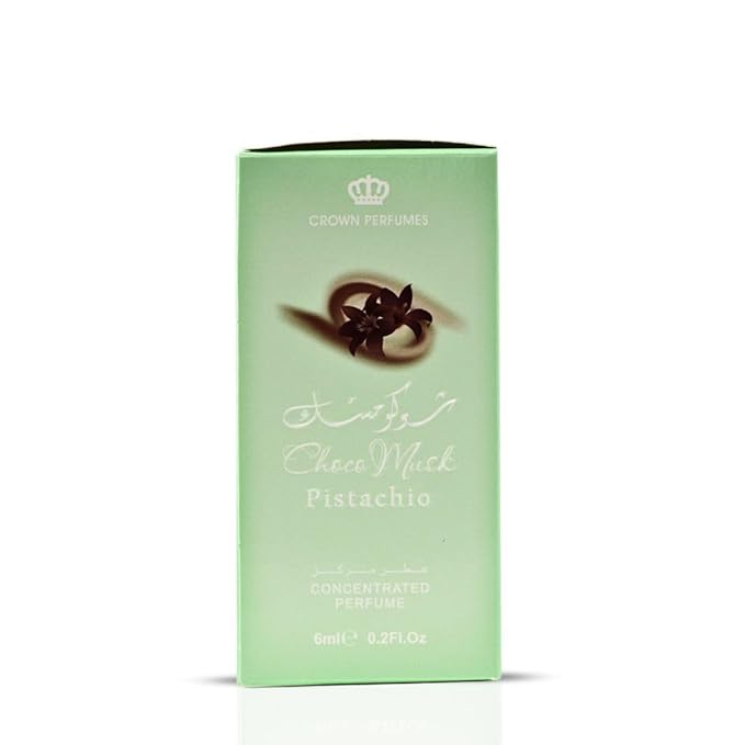 Al-Rehab Choco Musk Pistachio Perfume Oil Roll-On - 6ml (0.2 oz) | Nutty Gourmand Fragrance with Pistachio, Chocolate & Vanilla | Sweet, Creamy & Addictive | Long-Lasting Scent (Pack of 3)