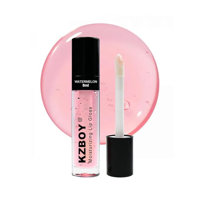 KZBOY Lip Gloss Lip Oil Watermelon Scented 8ml Moisturizing Lip Gloss for Dry Lips High Shine Smooth Finish Clear Pink Shade(Watermelon)