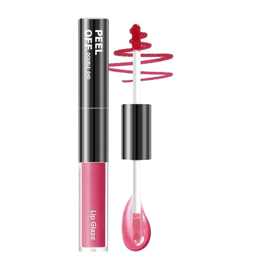 Peel Off Lip Liner & Gloss – Long-Lasting Smudge-Proof Rose Petal Pink Lip Tint & Lip Stain Liner with Hydrating High Shine Gloss for Defined, Fuller Rosy Lips – Waterproof Soft Glam Lip Makeup