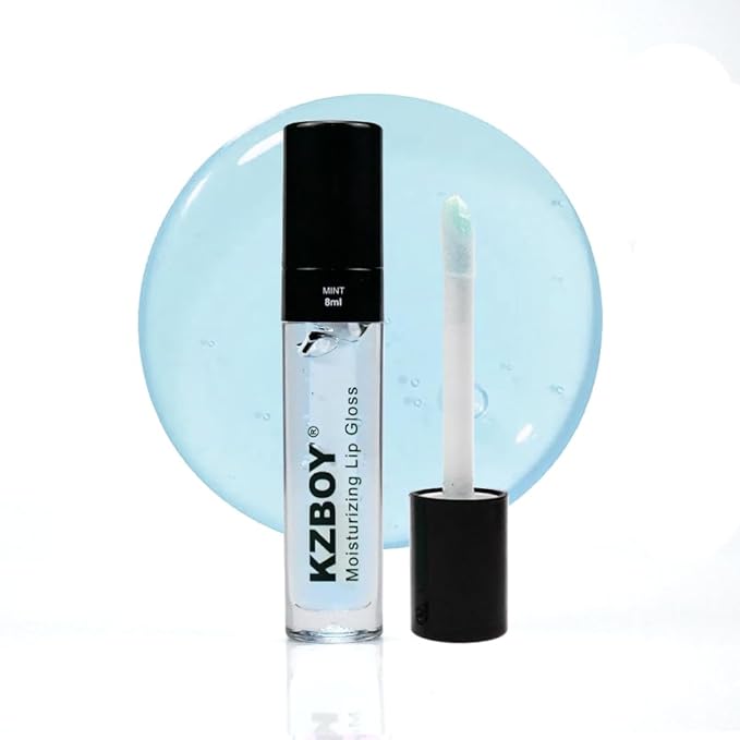 KZBOY Lip Gloss Lip Oil Mint Scented 8ml Moisturizing Lip Gloss for Dry Lips High Shine Smooth Finish Clear Blue Shade(Mint)