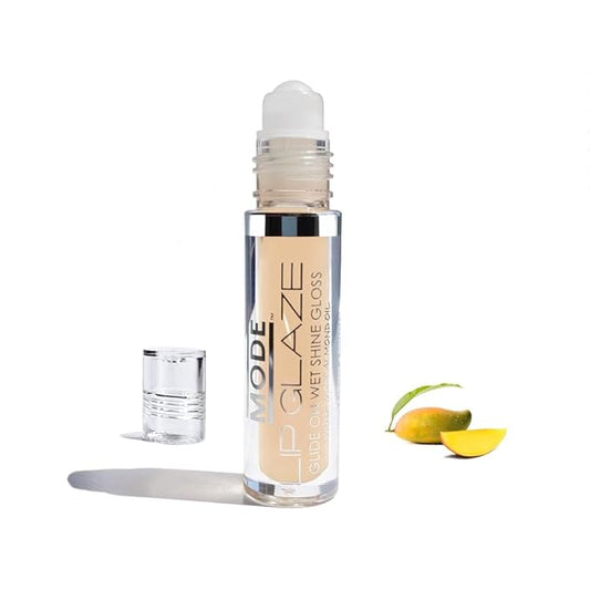 MODE Lip Glaze Flavored Lip Gloss ALPHONSO MANGO Flavor Roll On Sweet Wet Delicious Nourishing Shine, Hydrating Moisturizing Natural Skincare Fruit Oils