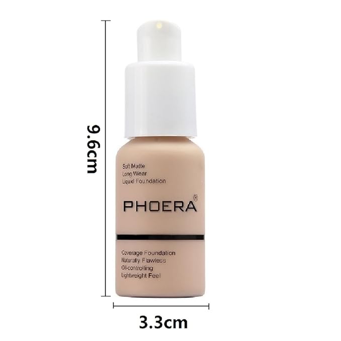 2 Pack PHOERA Foundation, Long-Lasting Waterproof Oil Full Coverage Flawless Soft Matte Liquid Foundation.105 San