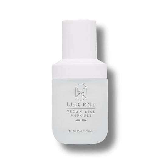 LICORNE Vegan Rice Ampoule, Gentle Exfoliating Face Serum with AHA PHA for Textured Skin, Lightweight Rice Water Essence for Glass Skin & Pore Minimizing, Hydrating Korean Skincare, 1.52 fl oz