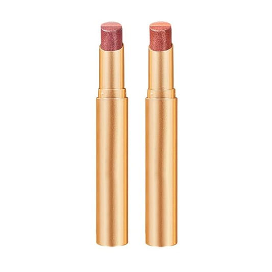 3 Color Eyeshadow Stick, Gradient Cream Eye Shadow Makeup, Waterproof Glitter Highlighter Stick, Portable Long Lasting Glitter Shadow for Women (Fine Shimmer Coffee Orange + Fine Shimmer Rose)