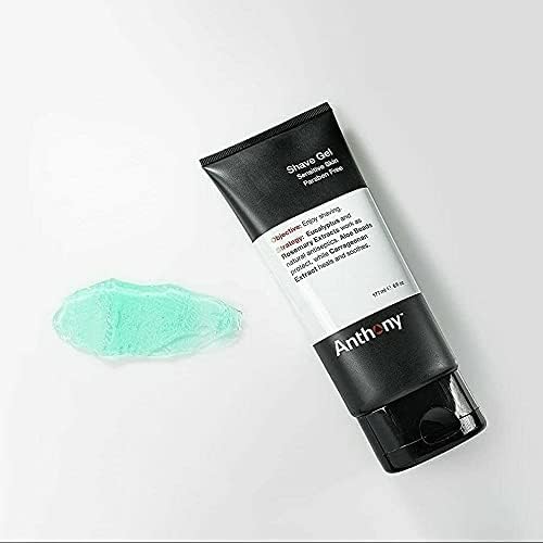 Anthony Shave Gel for Sensitive Skin – Non-Foaming, Soothing Shaving Cream for Men and Women. With Aloe Vera Beads, Eucalyptus, Rosemary and Carrageenan Extract - 6 Fl Oz (3 Pack)