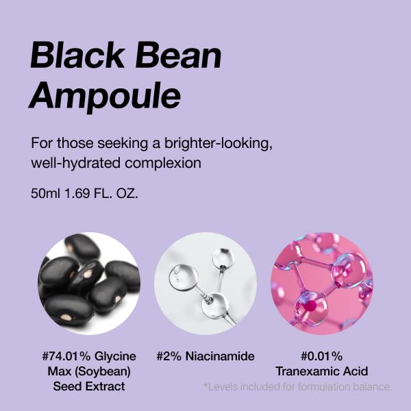 Black bean 74% Ampoule Luftig 1.69 fl.oz / 50ml, Skin Calm Ampoule with Skin Vitalizing, for Sensitive and Combination Skin, Mild Ampoule for Face, Korean Skin Care