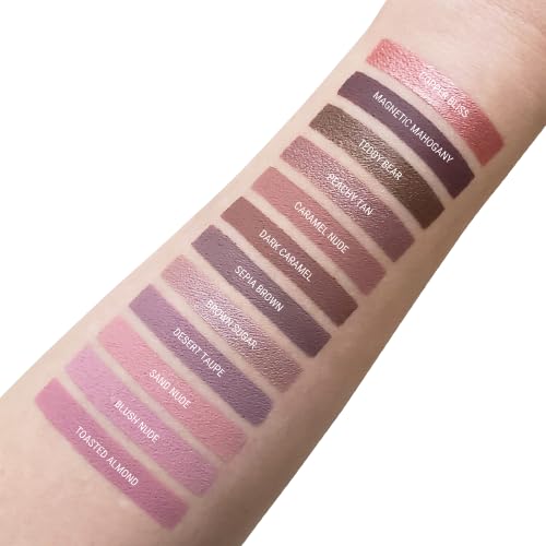 Aromi Peachy Tan Metallic Liquid Lipstick | Sepia Bronze Lip Color with Shimmery Finish, Vegan, Cruelty-free, Long-Lasting, Handmade (Peachy Tan)