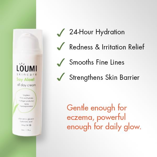 LOUMI Skincare Day to Night Bundle - Say Aloe All-Day Face Cream, You Up? Rose Hip Eye Cream, and Reive Retinol Drops - Hydrating, Natural, Vegan & Cruelty-Free, Lightweight
