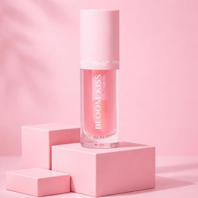 Miss Lil USA Bloom Kiss Lip Oil, Nourishing Hydrating High-Shine Lip Oil Gloss, Lightweight Non-Sticky Formula for Soft Glossy Lips, Vegan & Cruelty-Free (Mia)