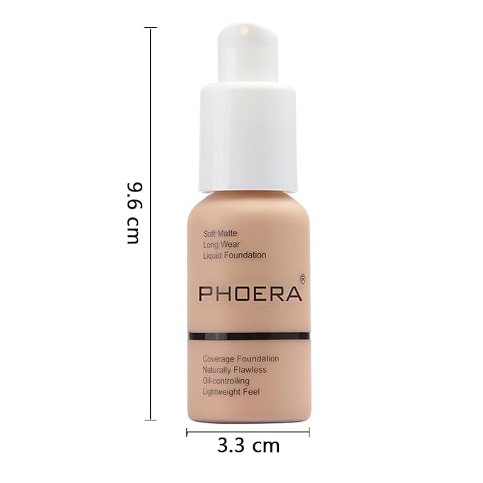 2 Pack PHOERA Foundation,Flawless Soft Matte 24 HR Oil Control Concealer Makeup,Full Coverage Foundation for Women and Girls (101 Porcelain)