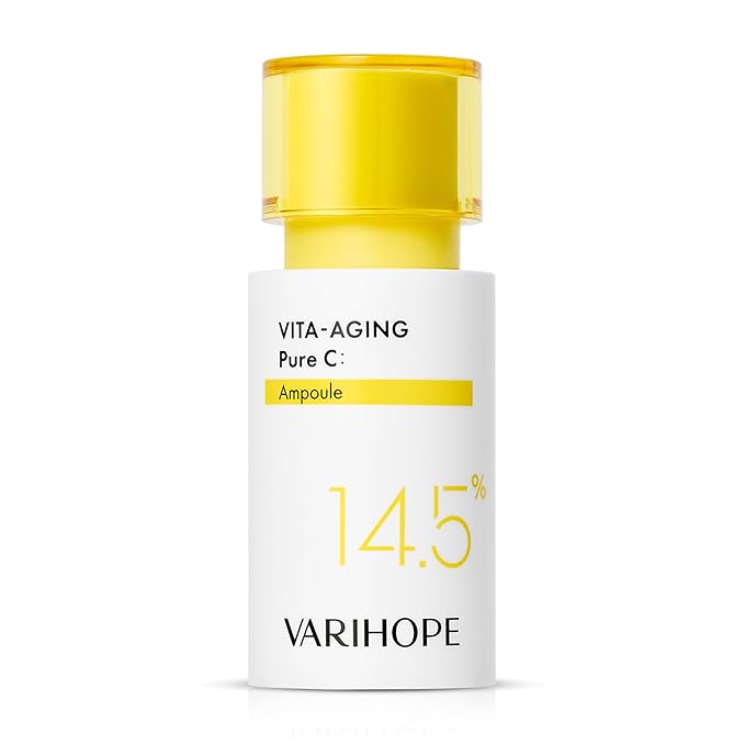 VARIHOPE Vita-Aging Pure C Ampoule — 14.5% / 145,000 ppm Ascorbic Acid Vitamin C Serum (Ampoule) — Radiance-Enhancing, Anti Aging, Reduces Dark Spots — Korean Skincare 20 ml