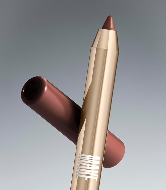 MAKE Beauty Continuum Lip Liner – Long Lasting Creamy Liner with Velvet Matte Finish – Includes Built-In Sharpener and Blending Brush – Highly Pigmented Burgundy Brown Lip Color – Shade, Momentum