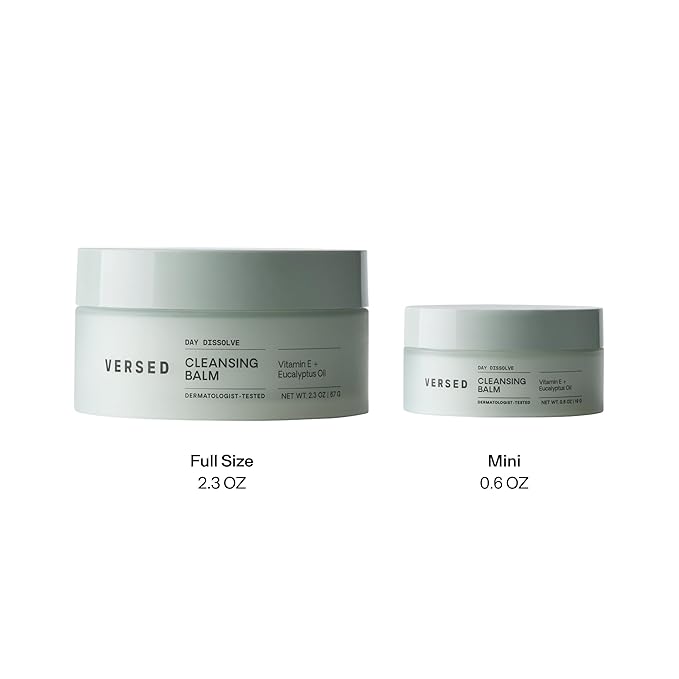 Versed Day Dissolve Cleansing Balm - Makeup Melting Balm Infused with Vitamin E + Eucalyptus Oil to Calm Skin - Oil Based Double Cleanser (2.3 Fl Oz (Pack of 1), Day Dissolve)