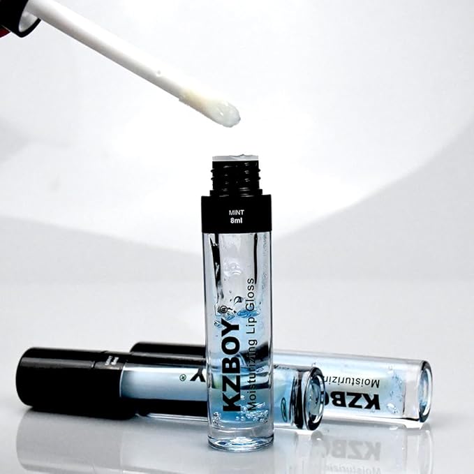 KZBOY Lip Gloss Lip Oil Mint Scented 8ml Moisturizing Lip Gloss for Dry Lips High Shine Smooth Finish Clear Blue Shade(Mint)