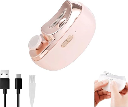 2026 New 3 in 1 Automatic Easy Clip Electric Nail Clipper with Polishing 2 Speed Adjustable for Kids Elderly Adults Homebound Seniors Manicure Kit (Pink)