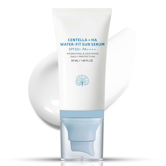 ISHERBIN 𝐶𝑒𝑛𝑡𝑒𝑙𝑙á Sunscreen SPF 50, Hyalu Cica Water-Fit Sun Serum, Face Sun Screen Long-Lasting Protection, Cen-tella Madagascar Sunscreen, NO White Cast - Dry Oily Korean Skincare (Blue 1)