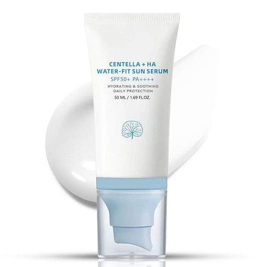 ISHERBIN 𝐶𝑒𝑛𝑡𝑒𝑙𝑙á Sunscreen SPF 50, Hyalu Cica Water-Fit Sun Serum, Face Sun Screen Long-Lasting Protection, Cen-tella Madagascar Sunscreen, NO White Cast - Dry Oily Korean Skincare (Blue 1)