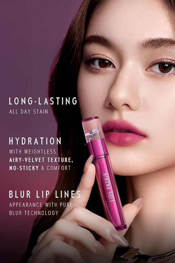 ALTERA BLURRING LIP TINT - Shine Lip Gloss to Soft Blurry Lip Matte Finish, Long-Lasting Lip Stain, Smooth and Blur lip lines, Watery-Velvet Feel, Hydrating & Non-Sticky (013 FLUSH)