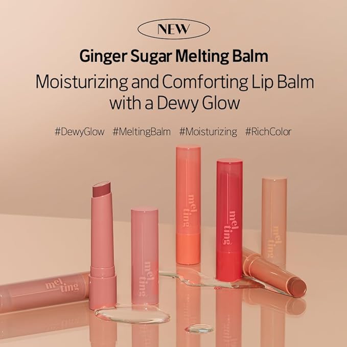Etude Ginger Sugar Melting Balm Stick 02 Soft Mauve | Tinted Moisturizing Lip balm | Natural Ingredients Hydrate Ginger, Sugar, Shea Butter Moisturizing Relaxing Effect | K-Beauty