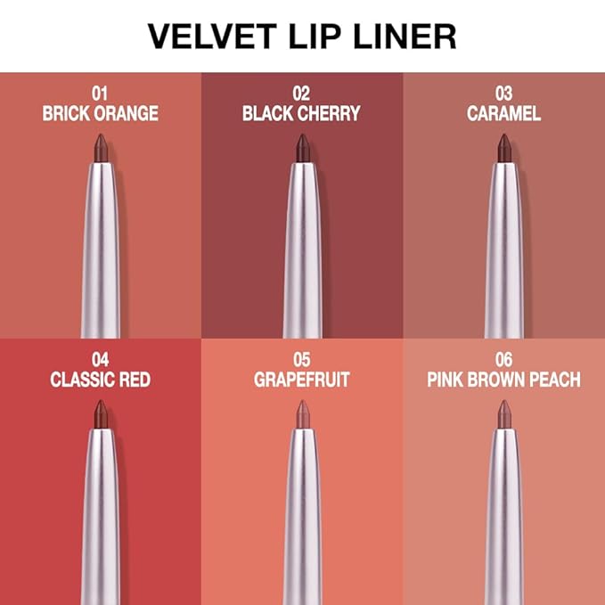 Retractable Lipliner Pencil Waterproof Makeup for Lip Liner and Eye Liner, Smooth and Creamy, Long Lasting Matte Finish, Vegan Beauty, Matte Velvet Pigmented Lip Liner, (03#Red Brown, 1)