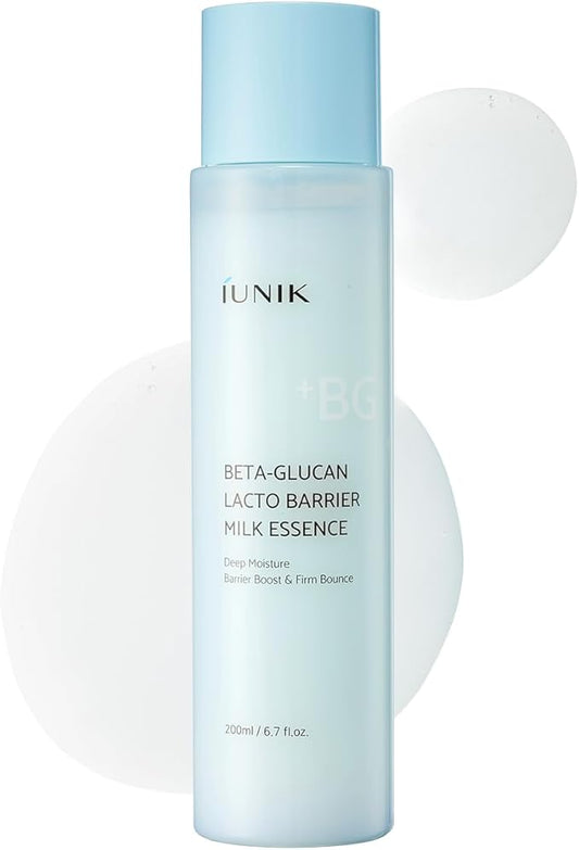 IUNIK Beta-Glucan Barrier Milk Essence, Hydrating & Barrier Care for Sensitive Dry Skin, Lightweight Daily Essence, 200ml / 6.7 fl oz