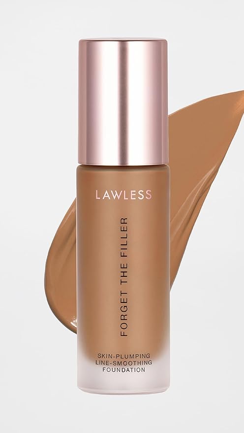 LAWLESS Women's Forget the Filler Skin-Plumping Line-Smoothing Foundation, 23D, deep with neutral-warm undertones, 1.0 Ounce