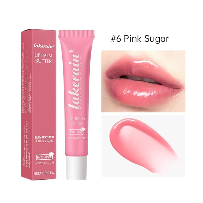 Lip Butter Balm - Ultra-Hydrating, Nourishing Lip Care with Natural Ingredients, Shea Butter & Olive Oil, Soothes & Softens Dry Lips (#6 Pink Sugar, 1)