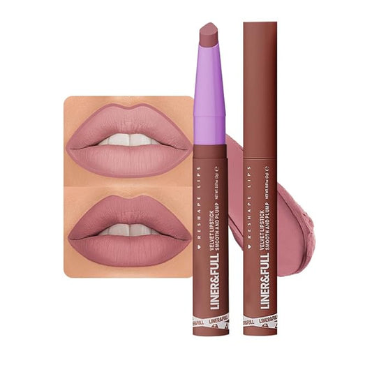 SUAKE 2-IN-1 Lipstick Lipliner, Velvet Matte Finish, Smooth & Plump, 12 Universal Lip Color-Nude Pink Rose Mauve Berry Plum, Creamy Formula for Lip Makeup, All-Day Wear, Cruelty-Free (#05 SILK PETAL)