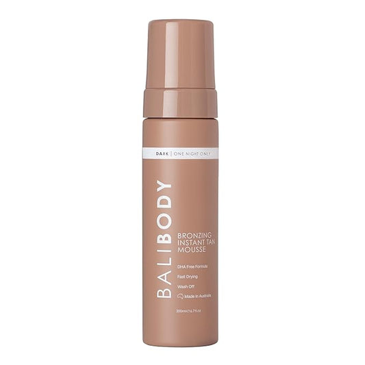 Bali Body Instant Tan Mousse | Wash-off instant bronzing mousse, streak-free with quick-dry finish | Chocolate-tinted body makeup for a natural glow | 200ml/6.7oz