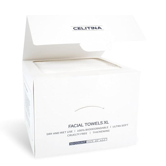 Towels XL, 100% Biobased Face Towel, Disposable Face Towelette, Thick Face Towel for Sensitive Skin, Makeup Remover Dry Wipes, Ultra Soft, Gentle Facial Cleansing Cloths1 Pack, 50 Ct